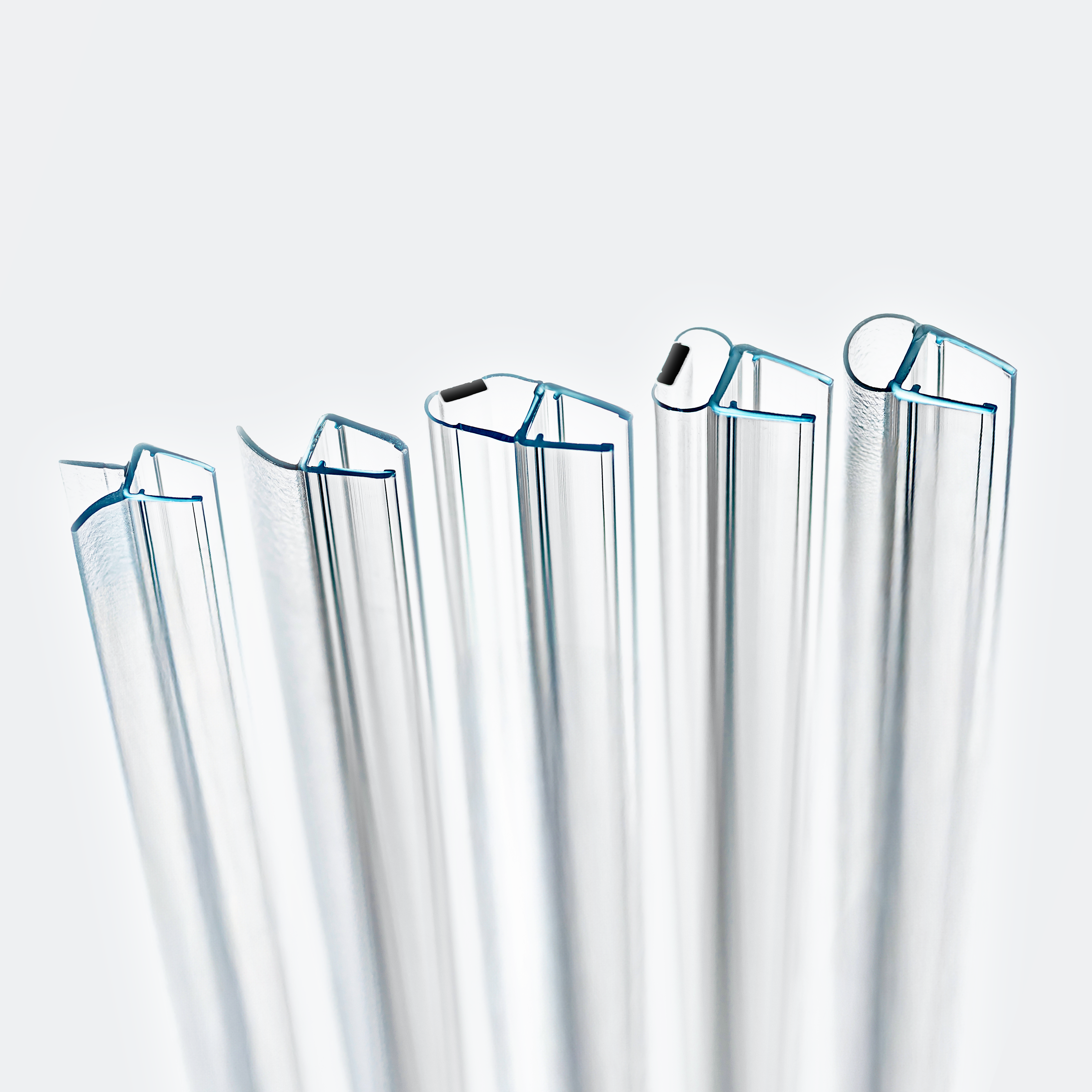 Cross-section of horizontally stacked shower seal profiles