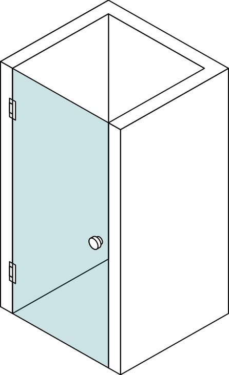 Niche shower cabin with one door