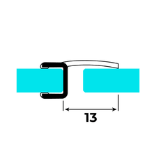 Technische Zeichnung einer Mitteldichtung auf Glas im 180°-Winkel