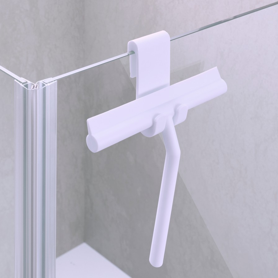 Duschabzieher an Glastür in weiß