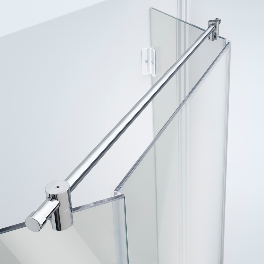 Beispiel einer Distanzstange mit variablem Montagewinkel für 6-8 mm Glasstärke in einer Glas-an-Glas-Situation