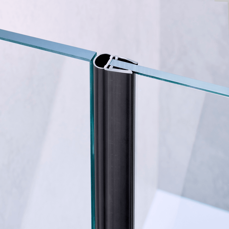 Beispiel einer Hohlkammerdichtung für eine 180°-Glas-an-Glas-Situation in schwarz