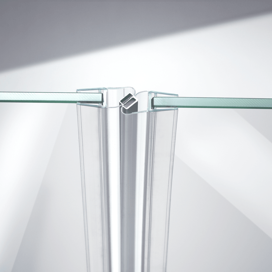 Beispiel einer Magnetschließleiste für eine 180°-Glas-an-Glas-Situation