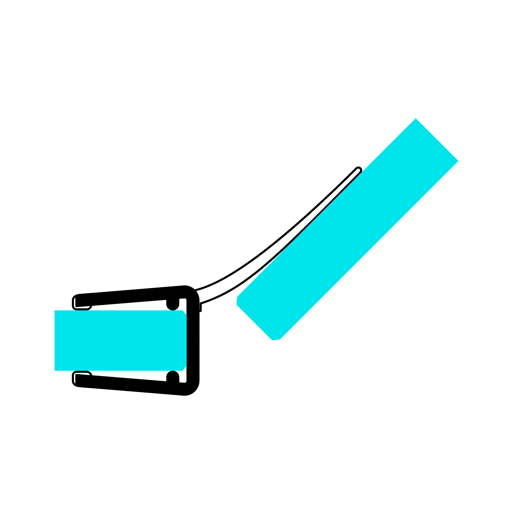 Technical drawing of a wall and centre seal with a long sealing flap on glass at a 135° angle