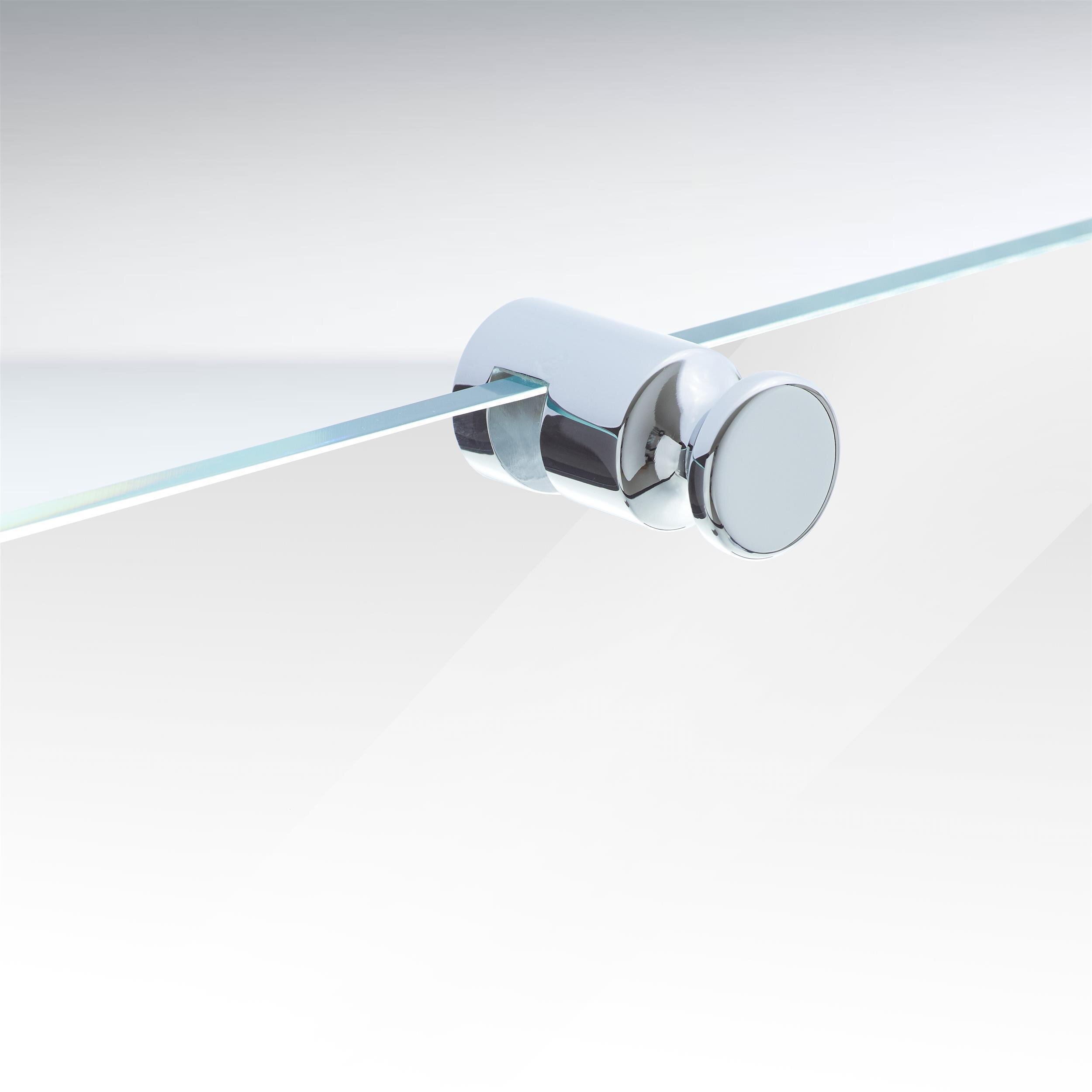Towel holder on a glass door in chrome