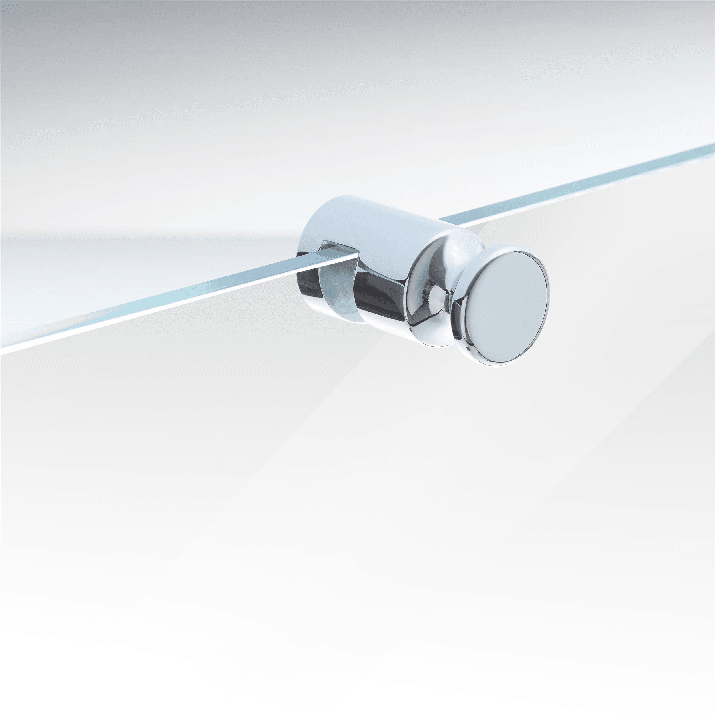Towel holder on a glass door in chrome