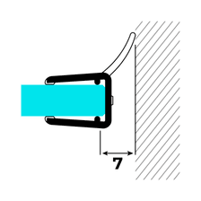 Technische Zeichnung einer Wanddichtung auf Glas an einer Wand