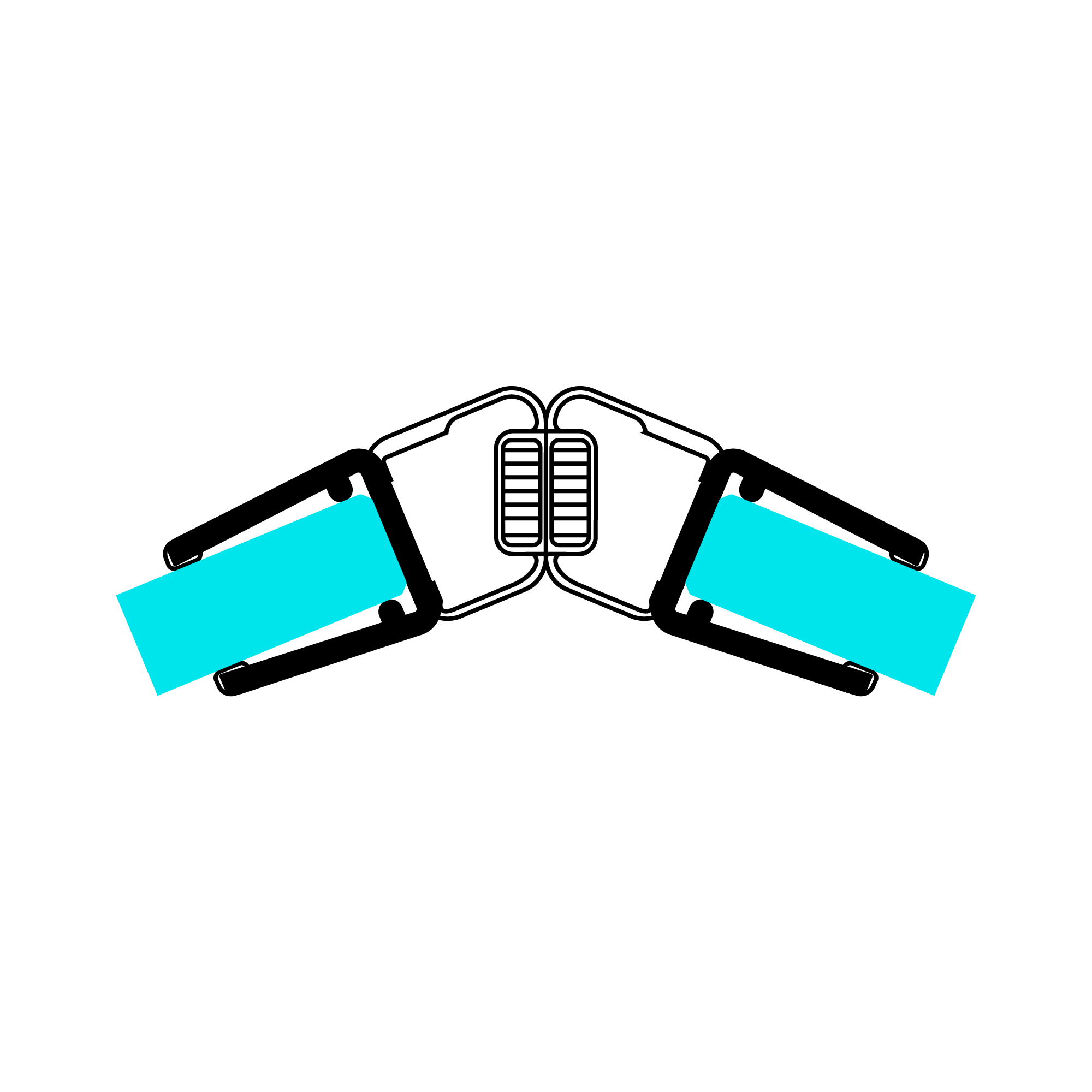 Technical drawing of two 135° magnetic seals on glass at a 135° angle