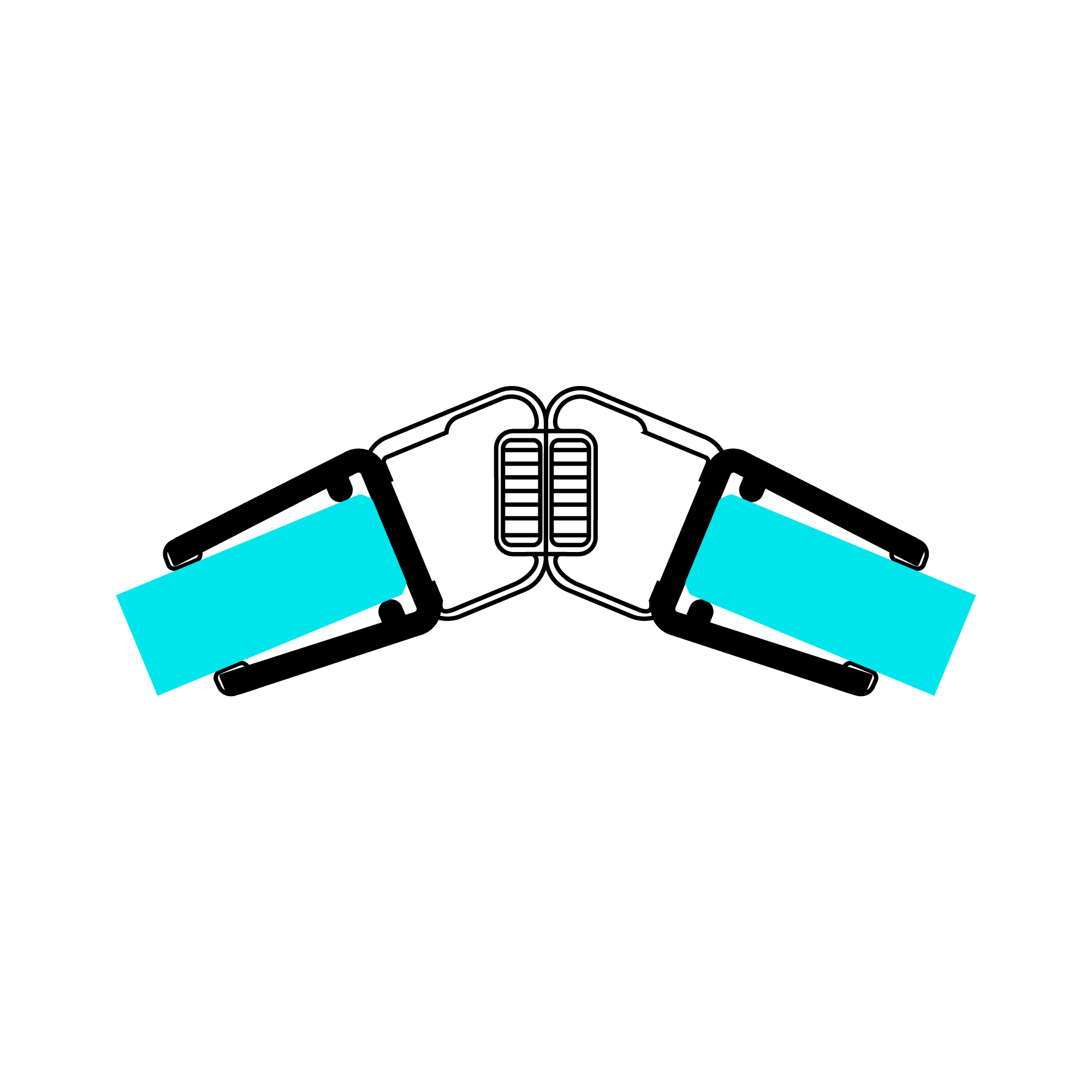 Technical drawing of two 135° magnetic seals on glass at a 135° angle