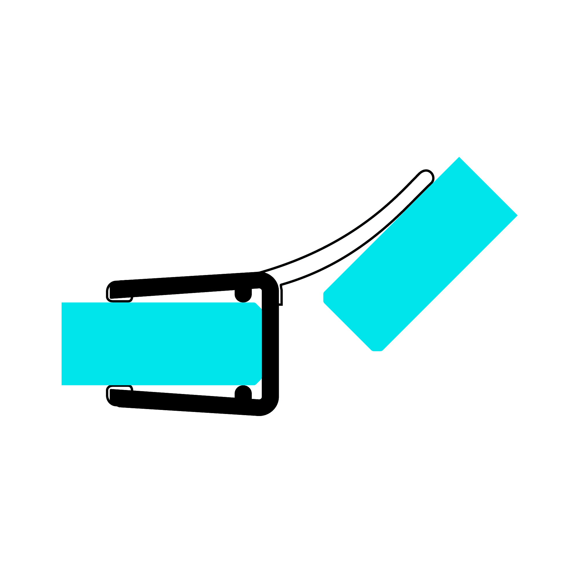 Technical drawing of a wall and centre seal with a long sealing flap on glass at a 135° angle