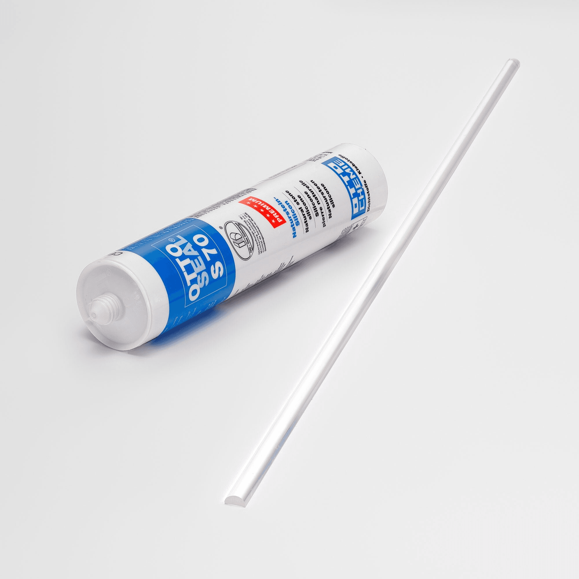 OTTO-CHEMIE S70 silicone with an acrylic half-round rod for 4mm glass thickness