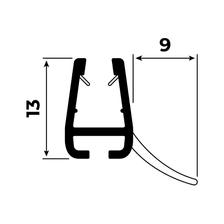 Technische Zeichnung einer Schleiflippendichtung für 6mm Glasstärke