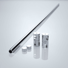 Beispiel einer Distanzstange mit variablem Montagewinkel für 6-8 mm Glasstärke
