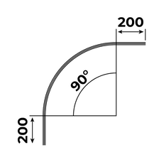 Technische Zeichnung einer vorgebogenen Schiebetürdichtung mit seitlichem Wasserabweiser für 6-8 mm Glasstärke