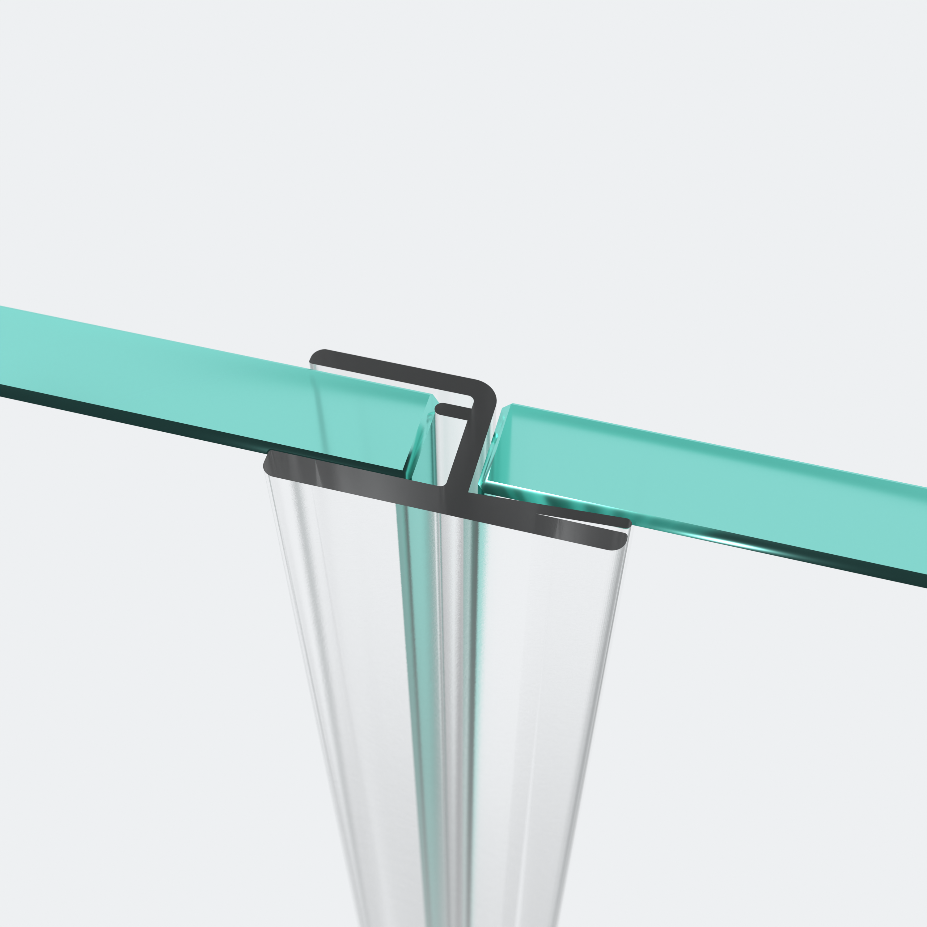 3D-Modell eines Anschlagprofils für eine 180°-Glas-an-Glas-Situation