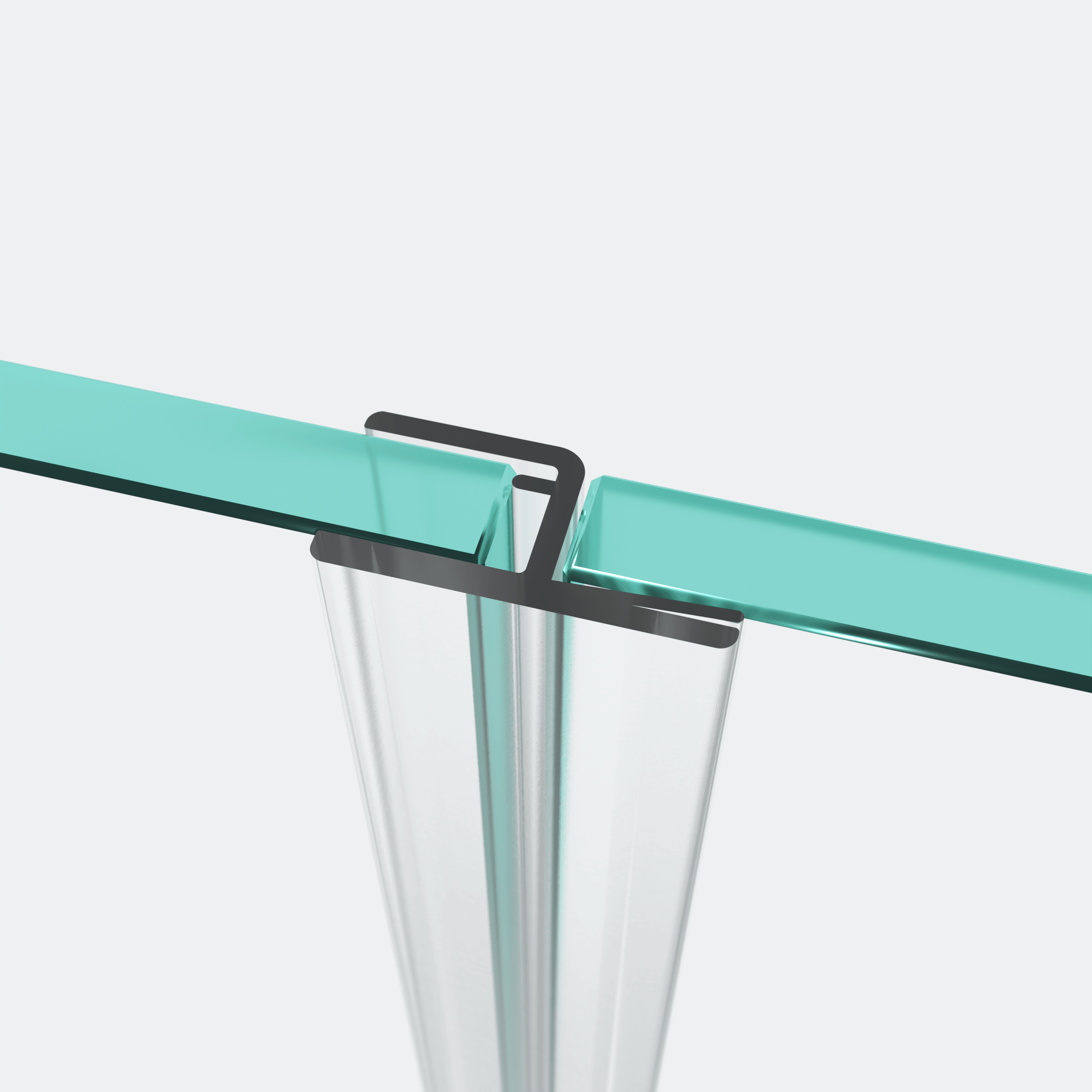 3D-Modell eines Anschlagprofils für eine 180°-Glas-an-Glas-Situation