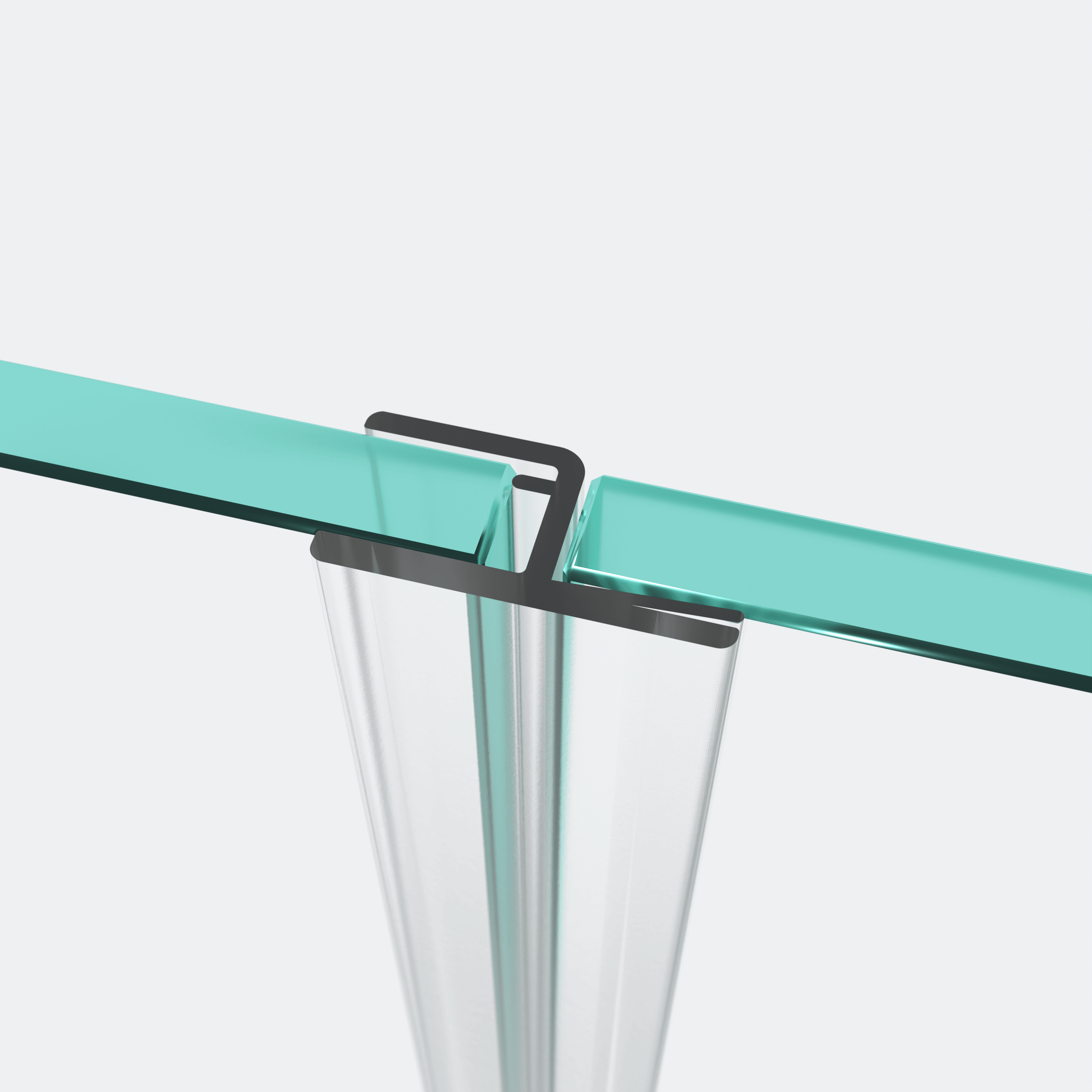 3D-Modell eines Anschlagprofils für eine 180°-Glas-an-Glas-Situation