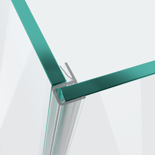 3D model of a corner strike profile for a 90° glass-to-glass situation