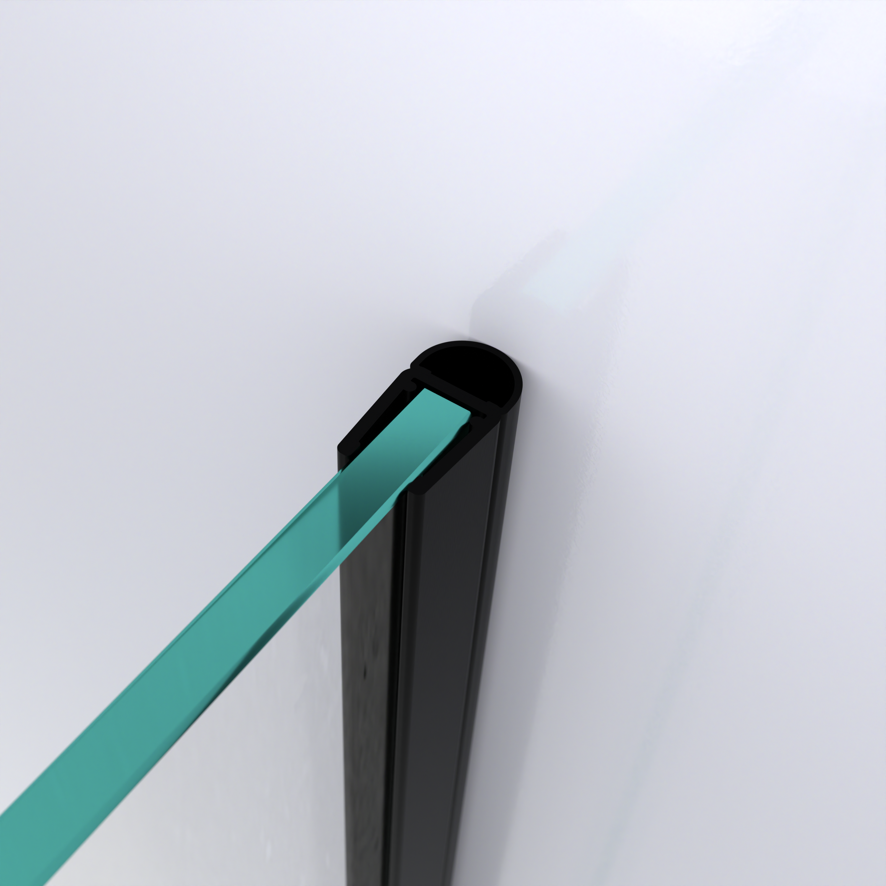 3D model of a hollow-chamber seal for a glass-to-wall situation in black