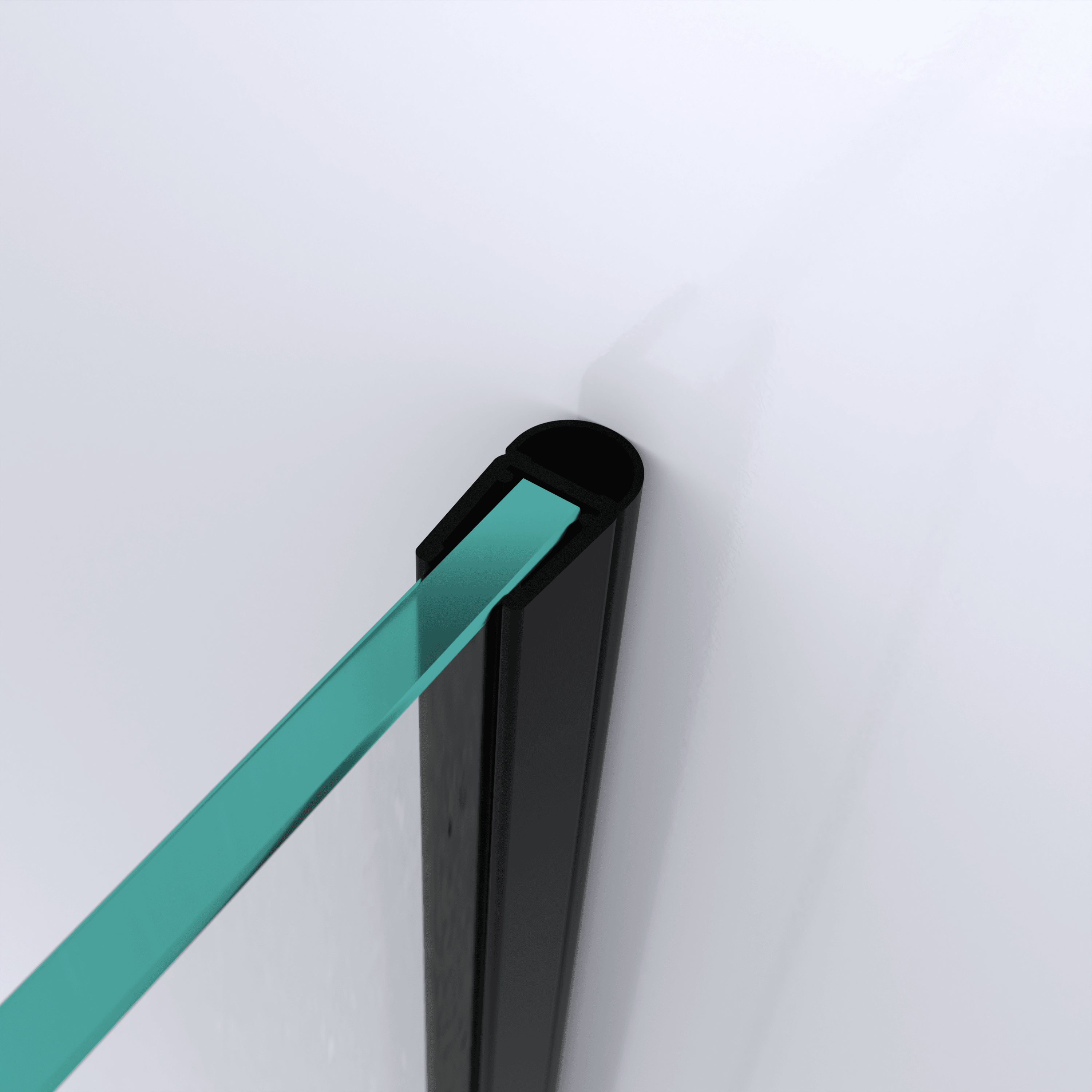 3D model of a hollow-chamber seal for a glass-to-wall situation in black