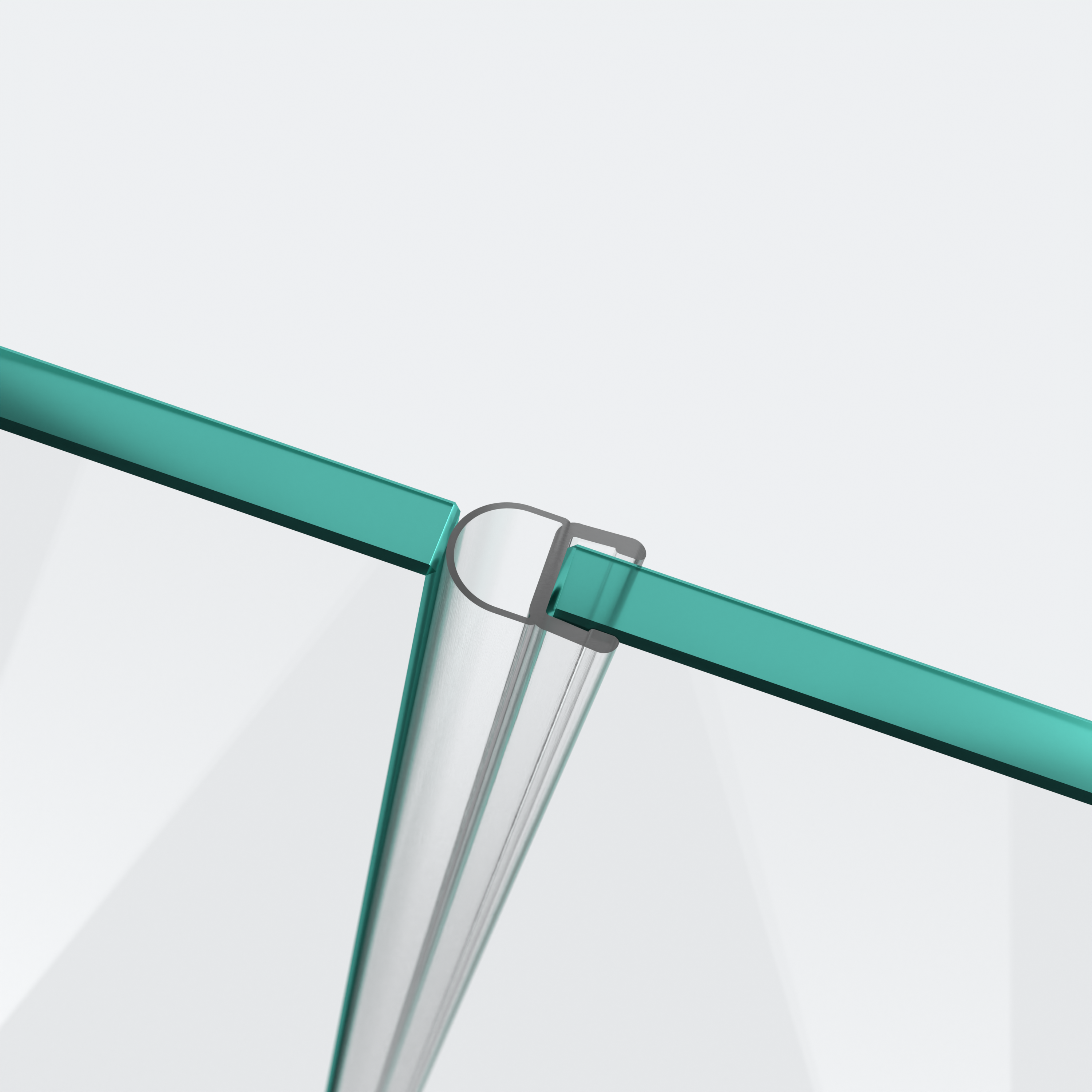 3D-Modell einer Hohlkammerdichtung mit kurzem Glaseinstand für eine 180°-Glas-an-Glas-Situation