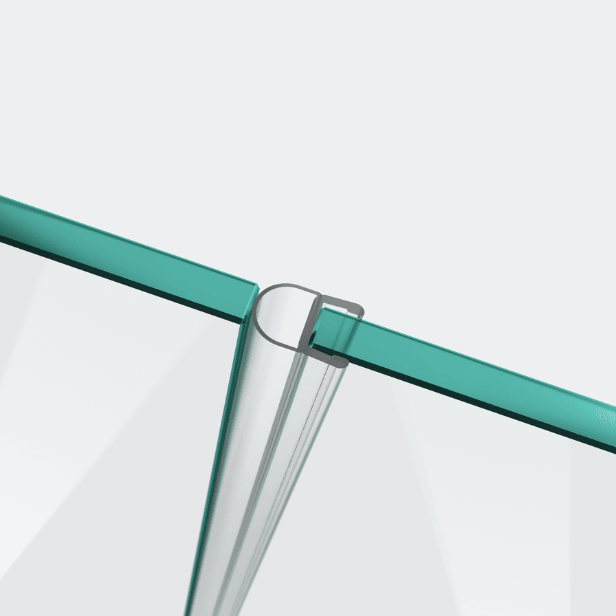 3D model of a hollow-chamber seal with short glass recess for a 180° glass-to-glass situation