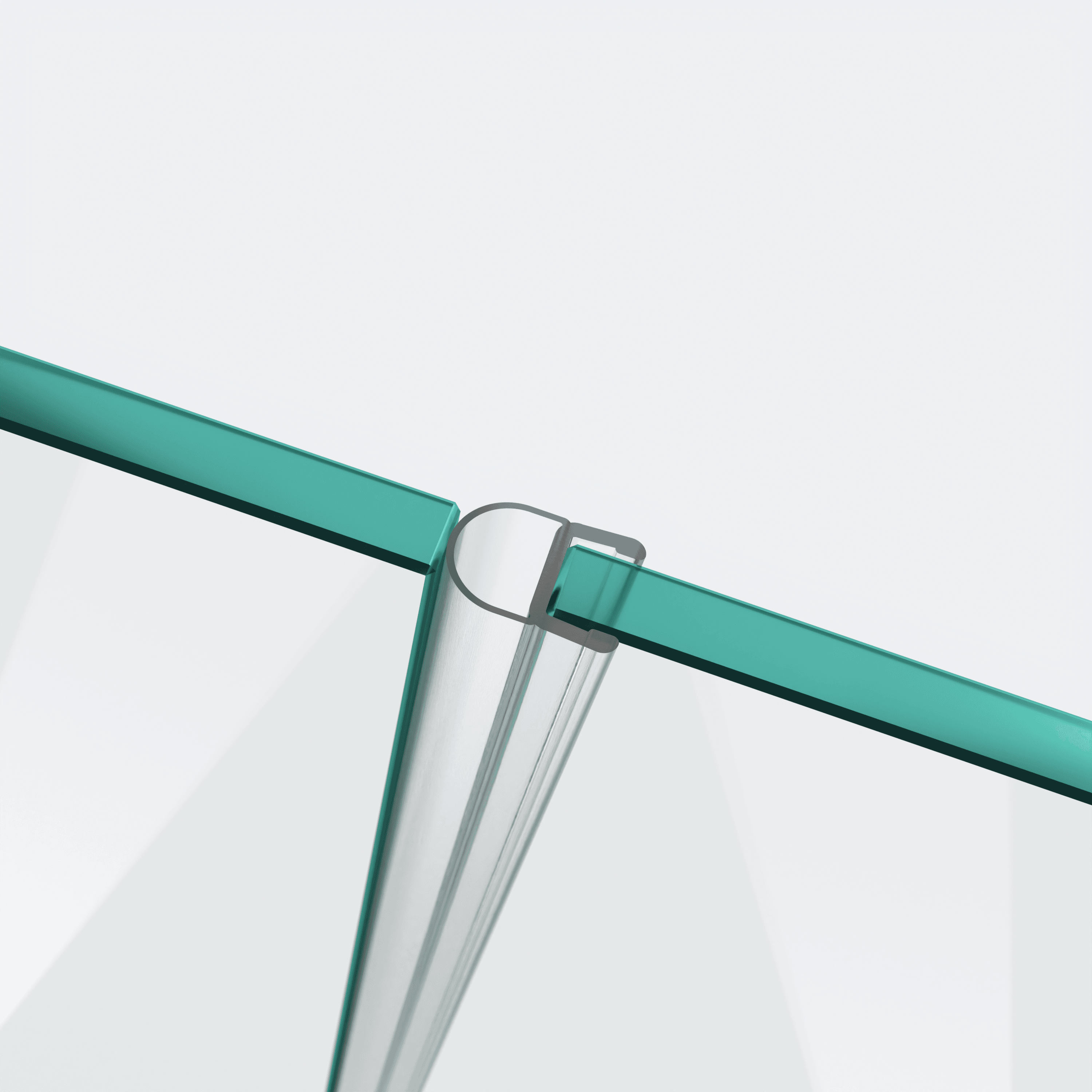 3D model of a hollow-chamber seal with short glass recess for a 180° glass-to-glass situation