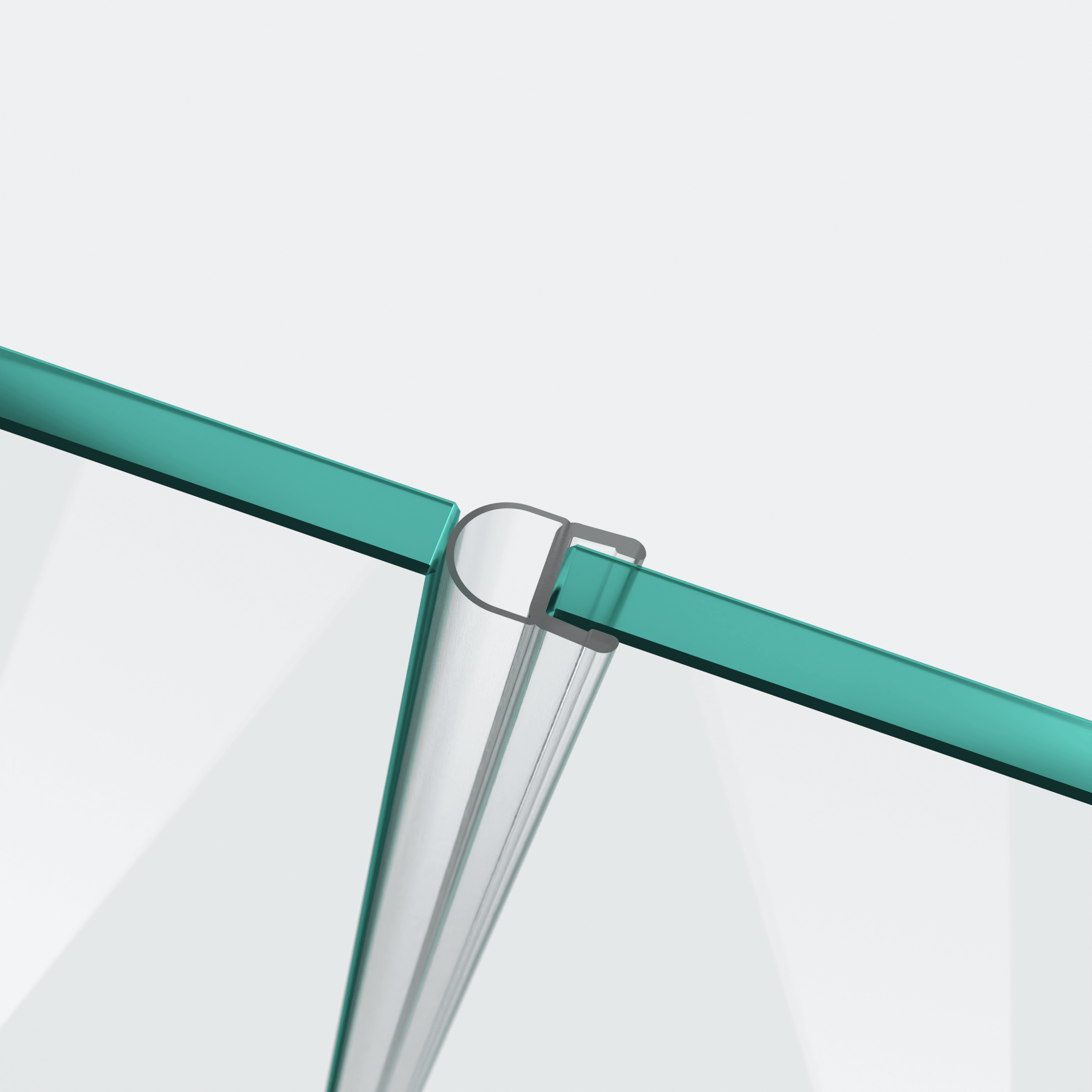 3D-Modell einer Hohlkammerdichtung mit kurzem Glaseinstand für eine 180°-Glas-an-Glas-Situation