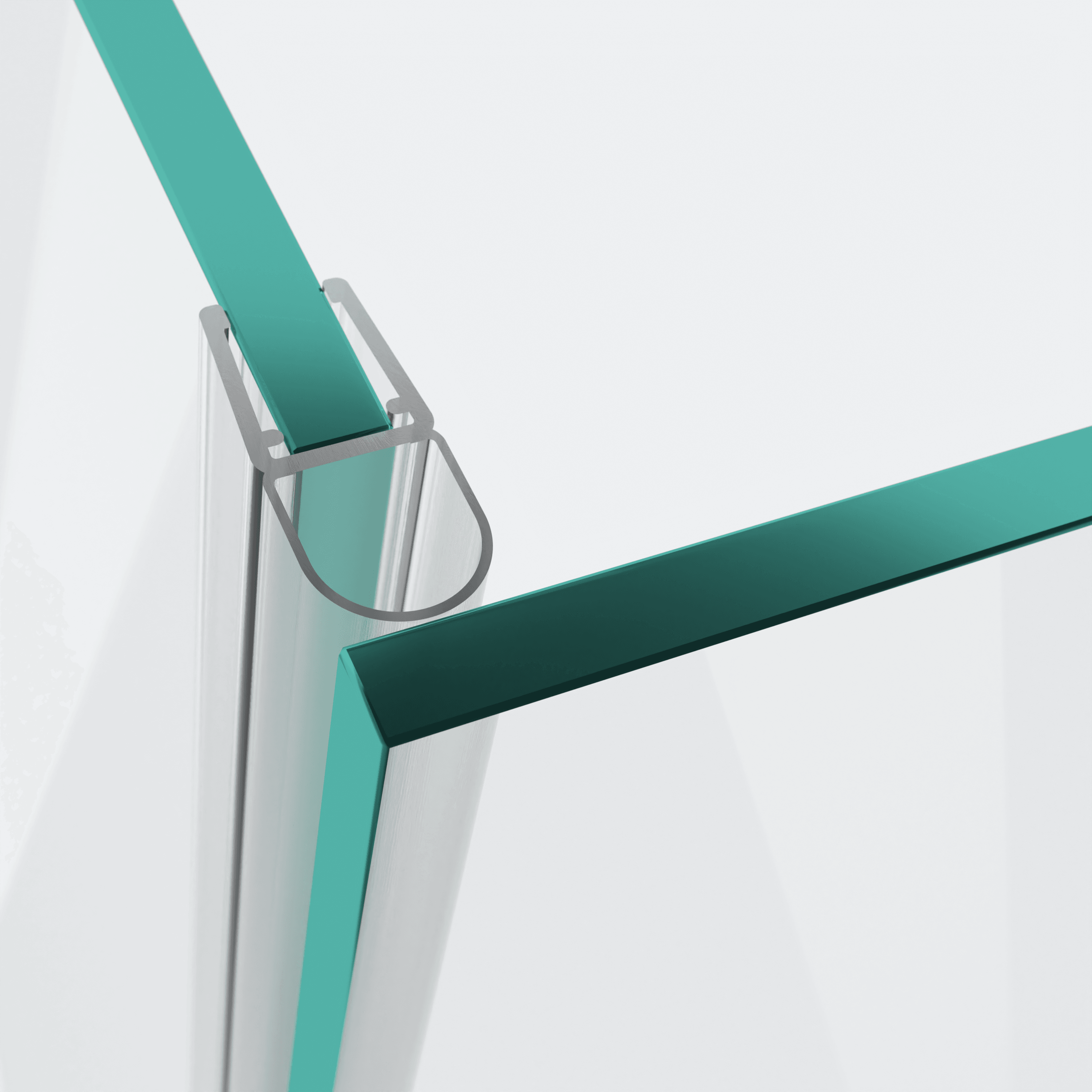 3D-Modell einer Hohlkammerdichtung mit großem Dichtbalg für eine 90°-Glas-an-Glas-Situation