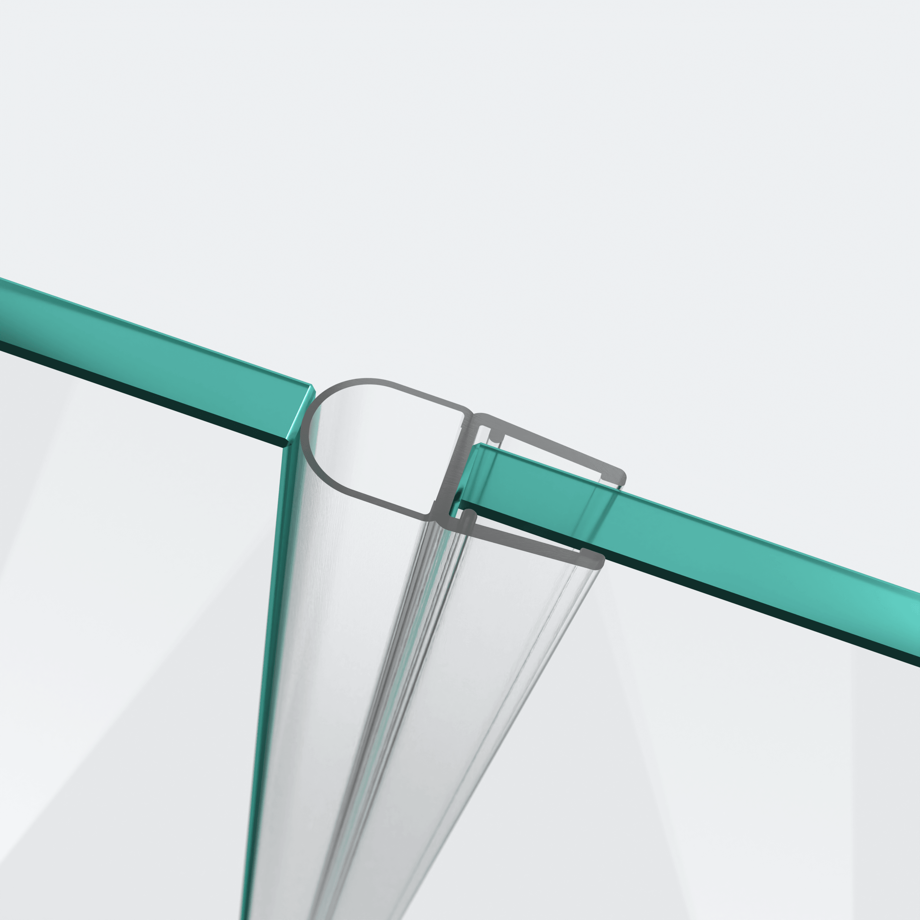 3D-Modell einer Hohlkammerdichtung mit großem Dichtbalg für eine 180°-Glas-an-Glas-Situation