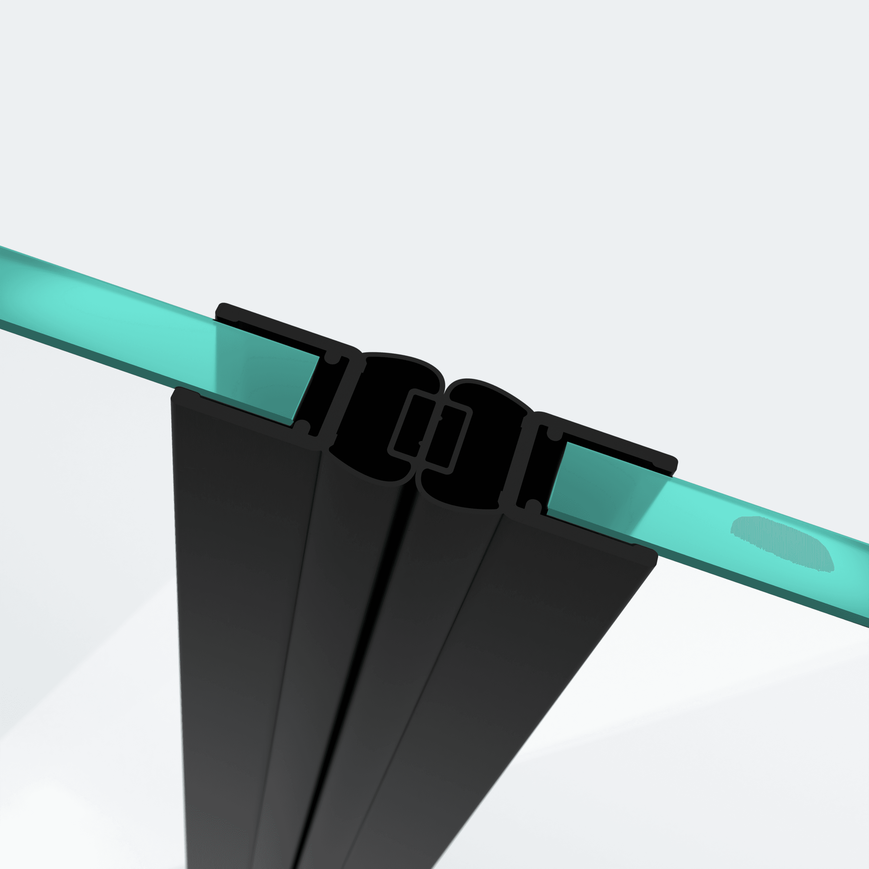 3D model of two 180° magnetic seals for a 180° door-to-door situation in black