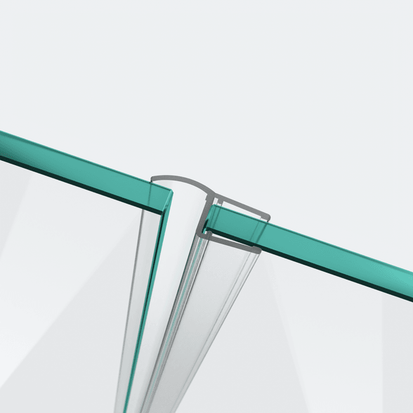 3D-Modell einer Wand- und Mitteldichtung für eine 180°-Glas-an-Glas-Situation