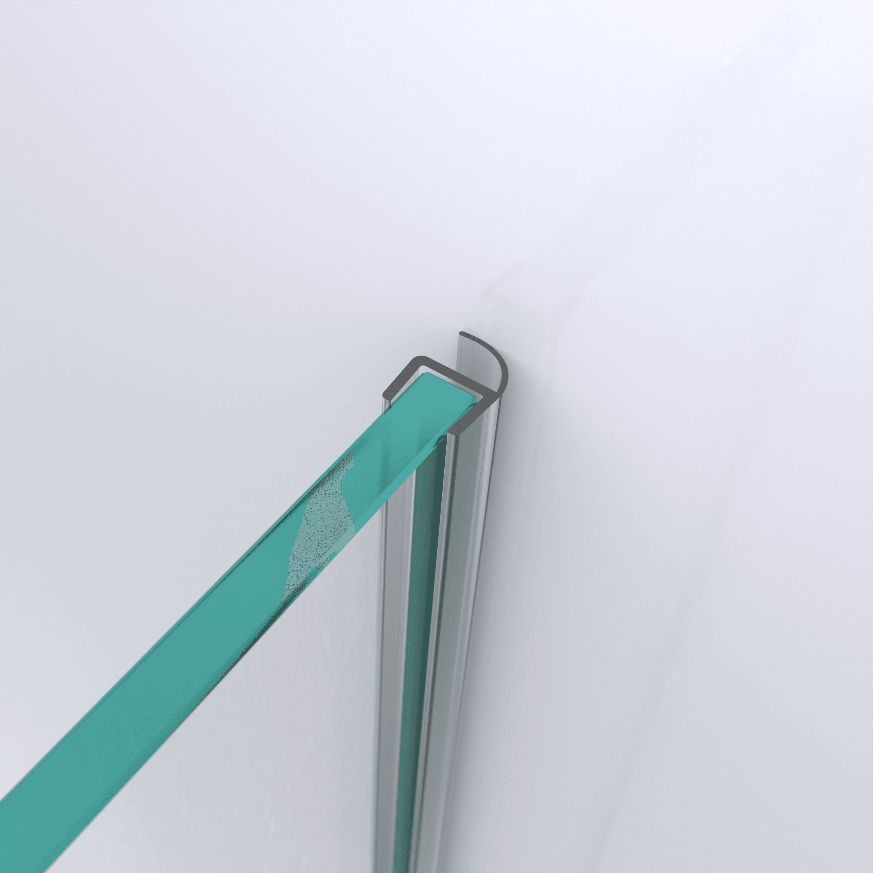 3D-Modell einer Wand- und Mitteldichtung mit halber Hohlkammer und kurzem Glaseinstand für eine Glas-an-Wand-Situation