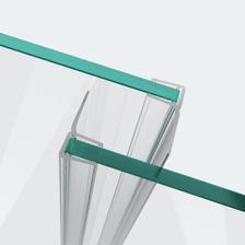 3D model of two sliding-door seals with a long deflector for a parallel 180° glass-to-glass situation