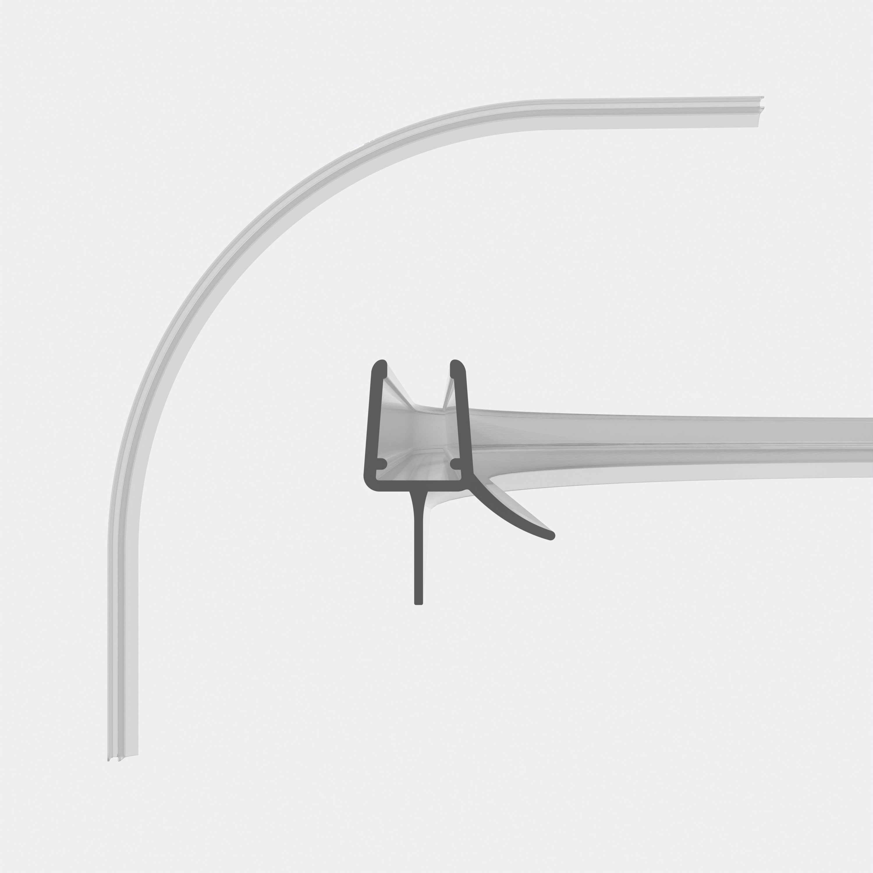 3D-Modell einer gerundeten Schleiflippendichtung für 6-8mm Glasstärke