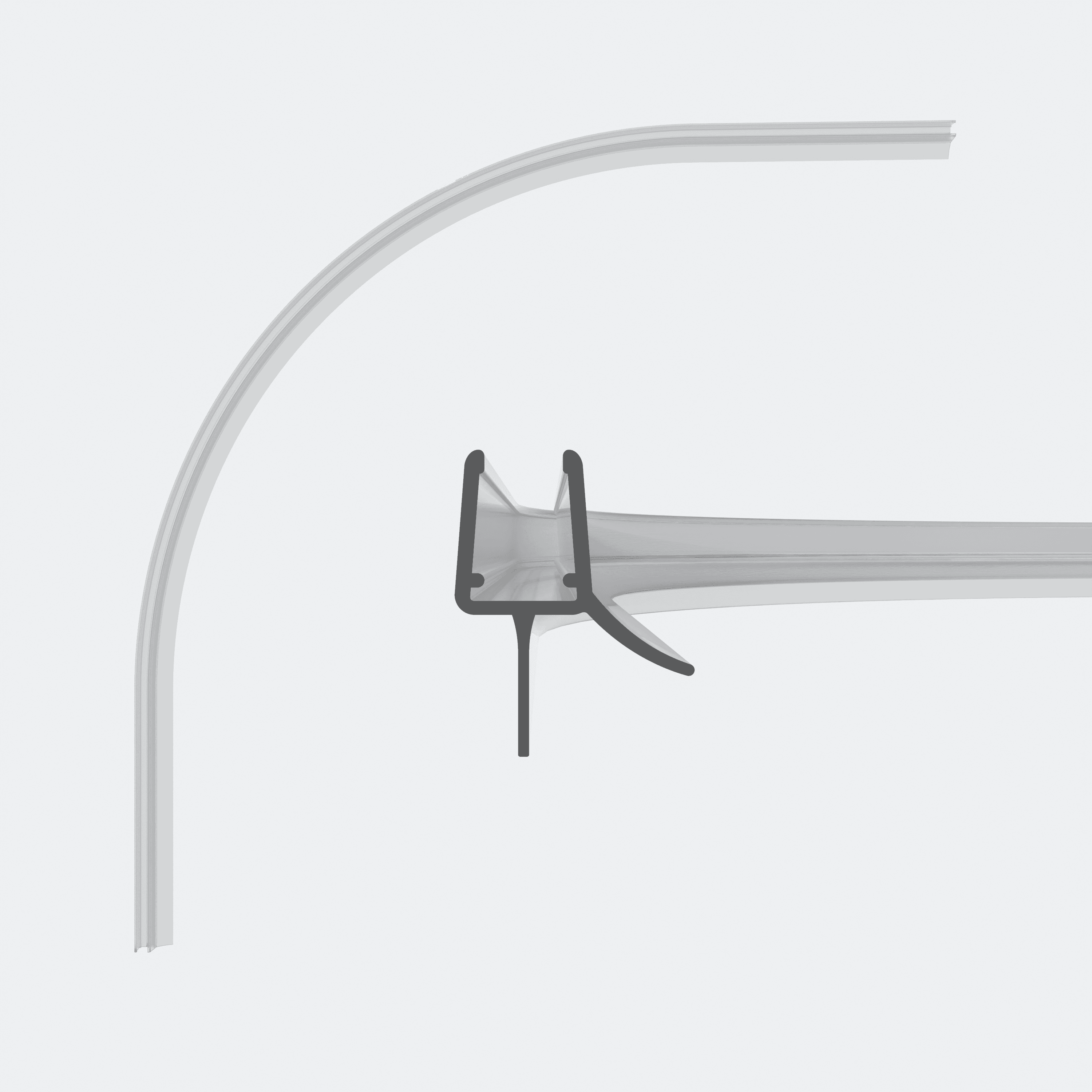 3D model of a rounded sweep seal for 6-8mm glass thickness