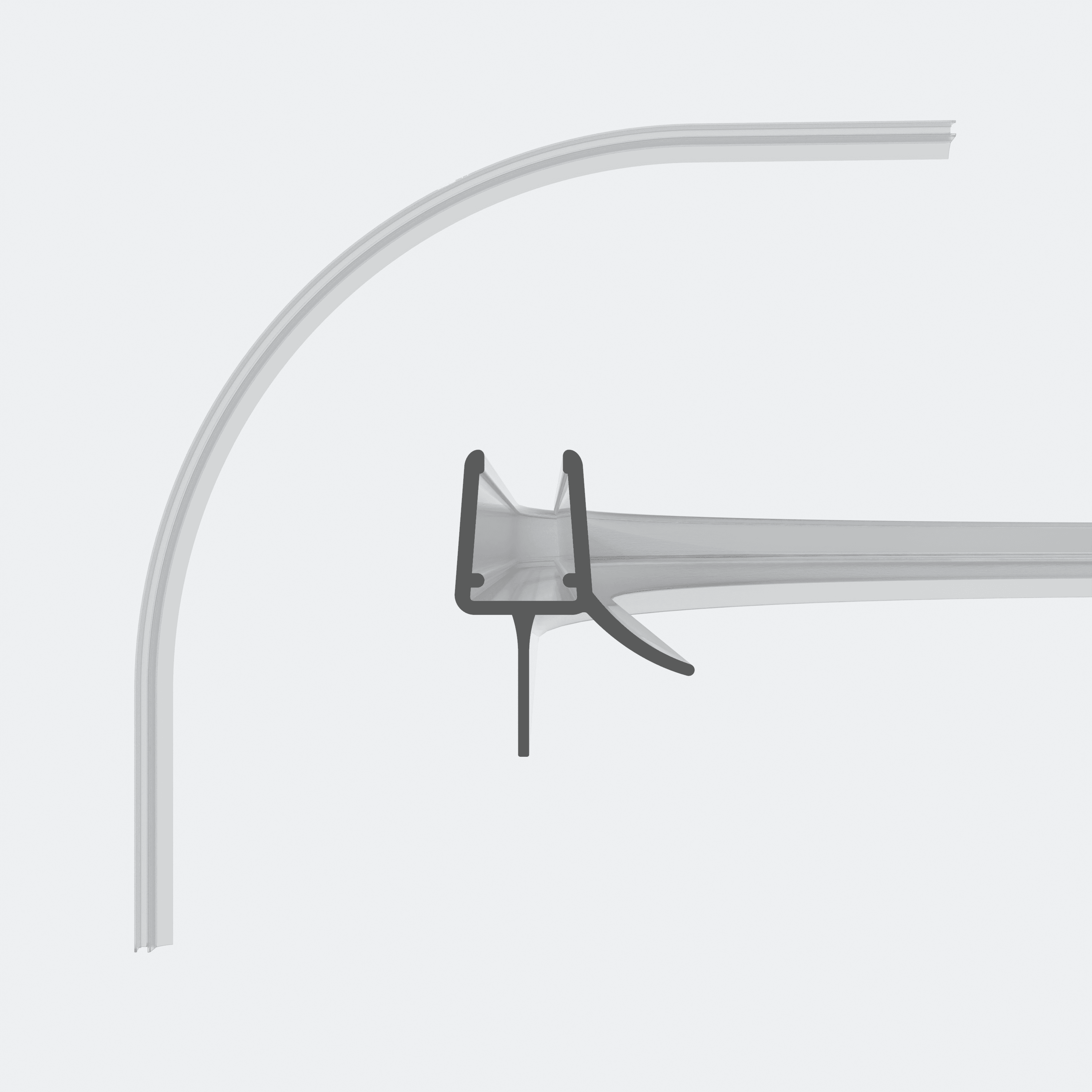 3D-Modell einer gerundeten Schleiflippendichtung für 6-8mm Glasstärke