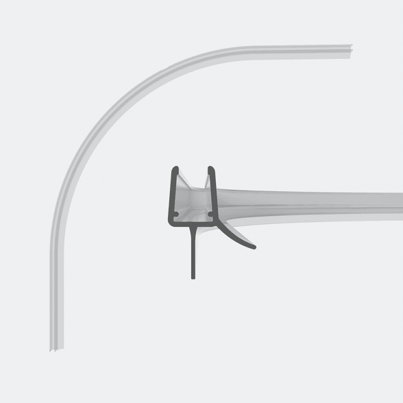 3D-Modell einer gerundeten Schleiflippendichtung für 6-8mm Glasstärke