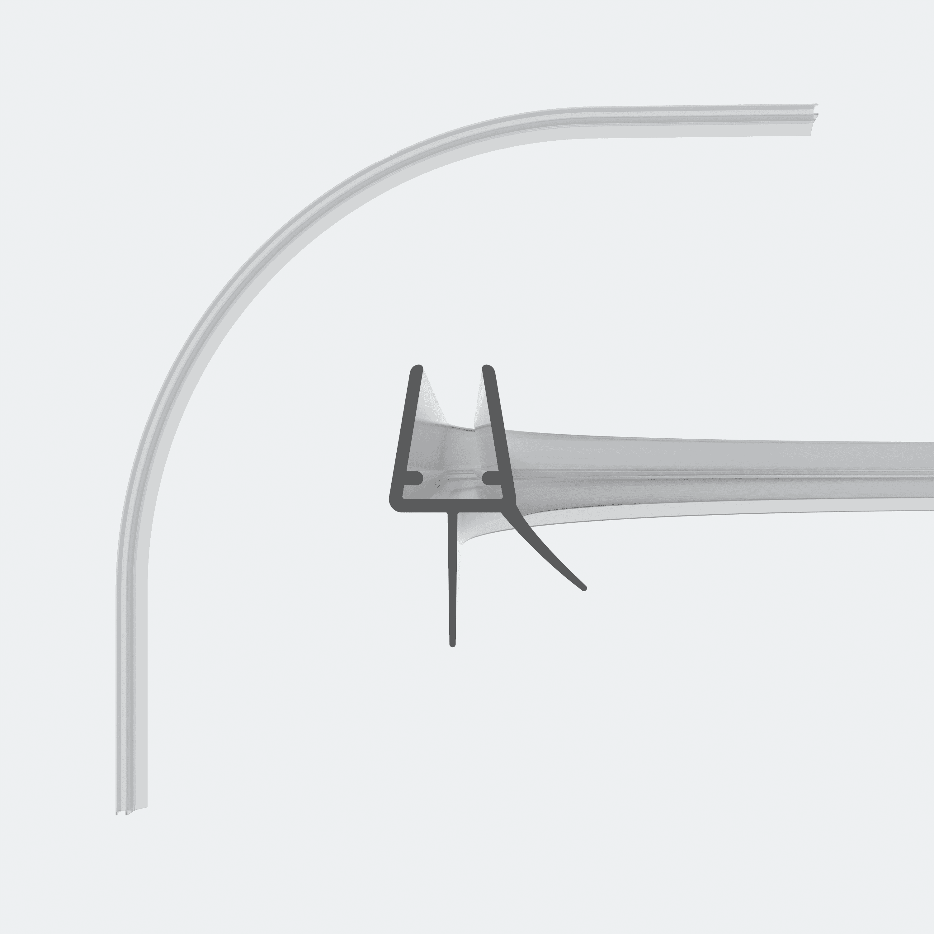 3D-Modell einer gerundeten Schleiflippendichtung für 4-5mm Glasstärke