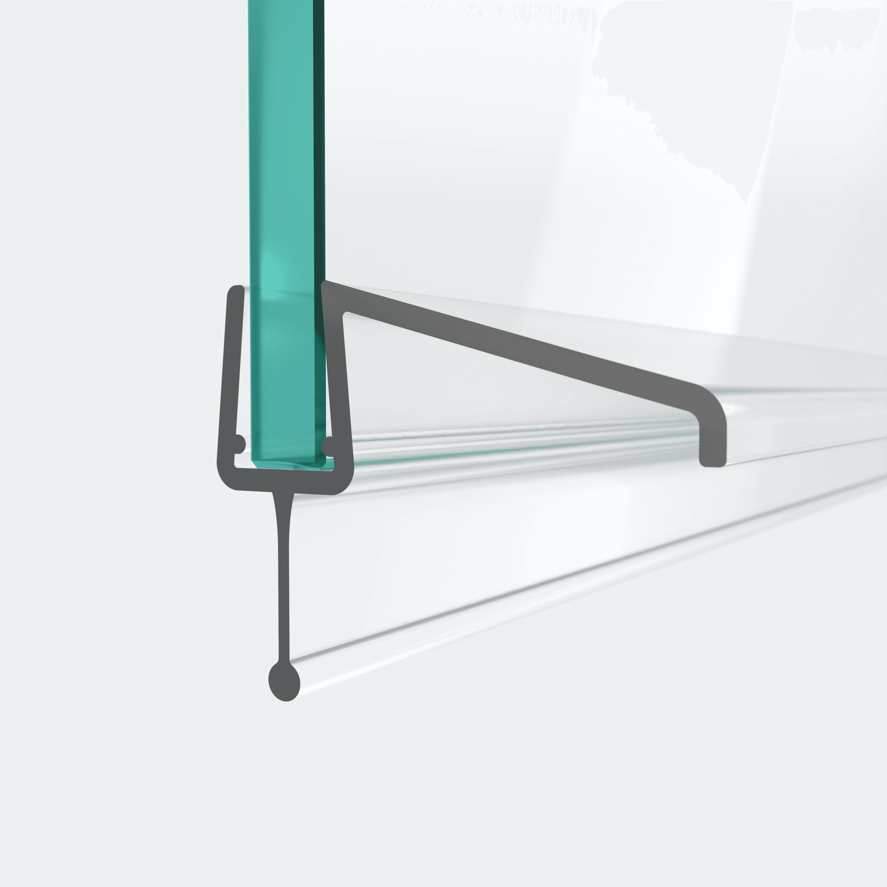3D-Modell einer Schleiflippendichtung mit langem Wasserabweiser für eine 180°-Situation