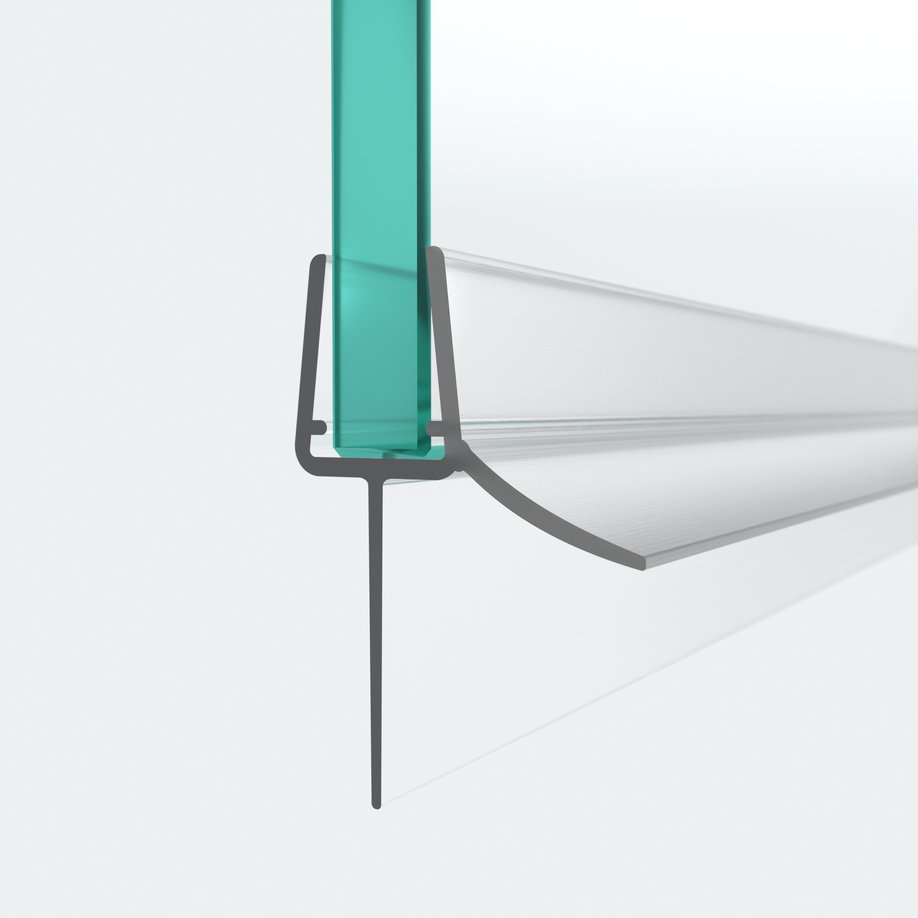3D-Modell einer Schleiflippendichtung mit langer Dichtlippe für eine 180°-Situation