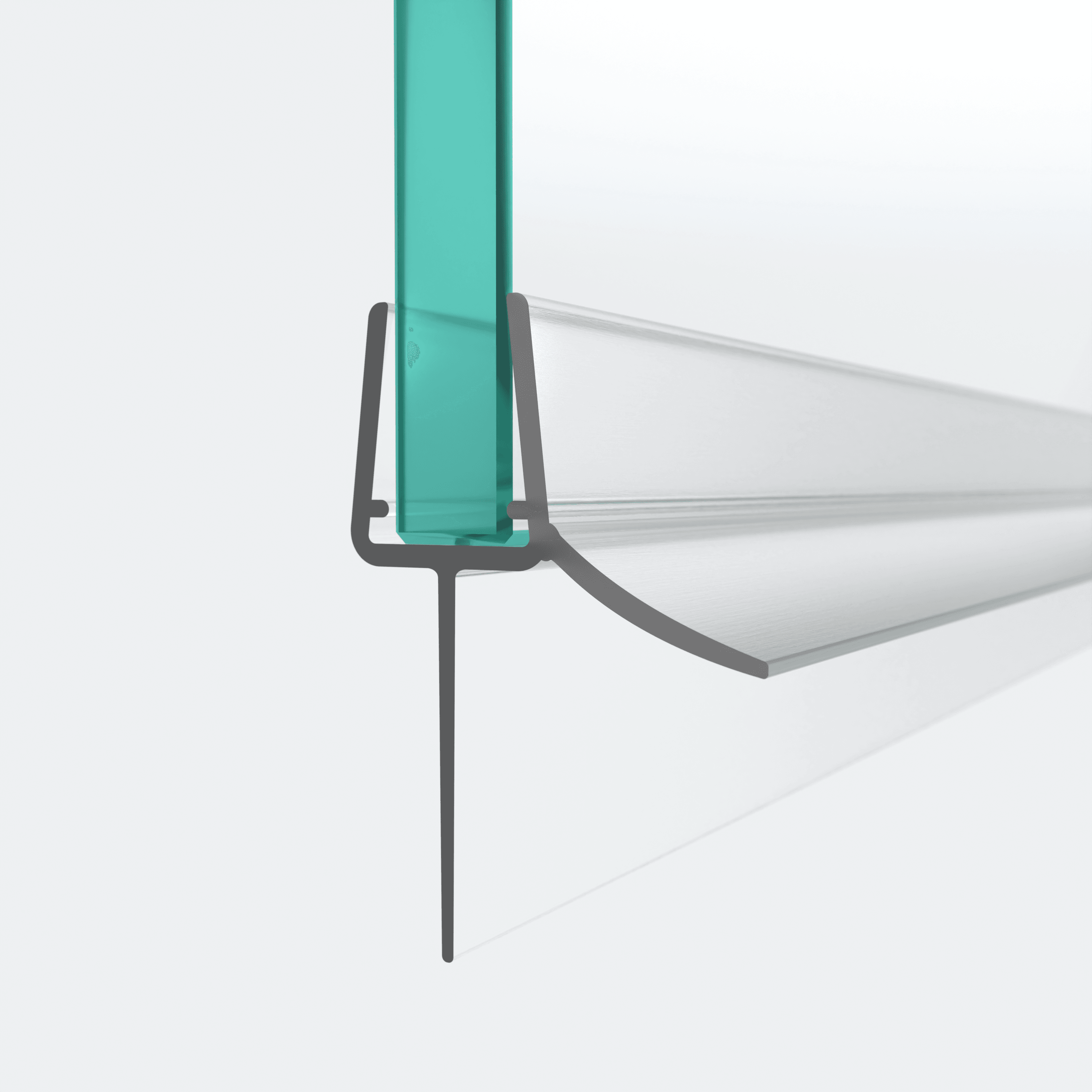 3D-Modell einer Schleiflippendichtung mit langer Dichtlippe für eine 180°-Situation