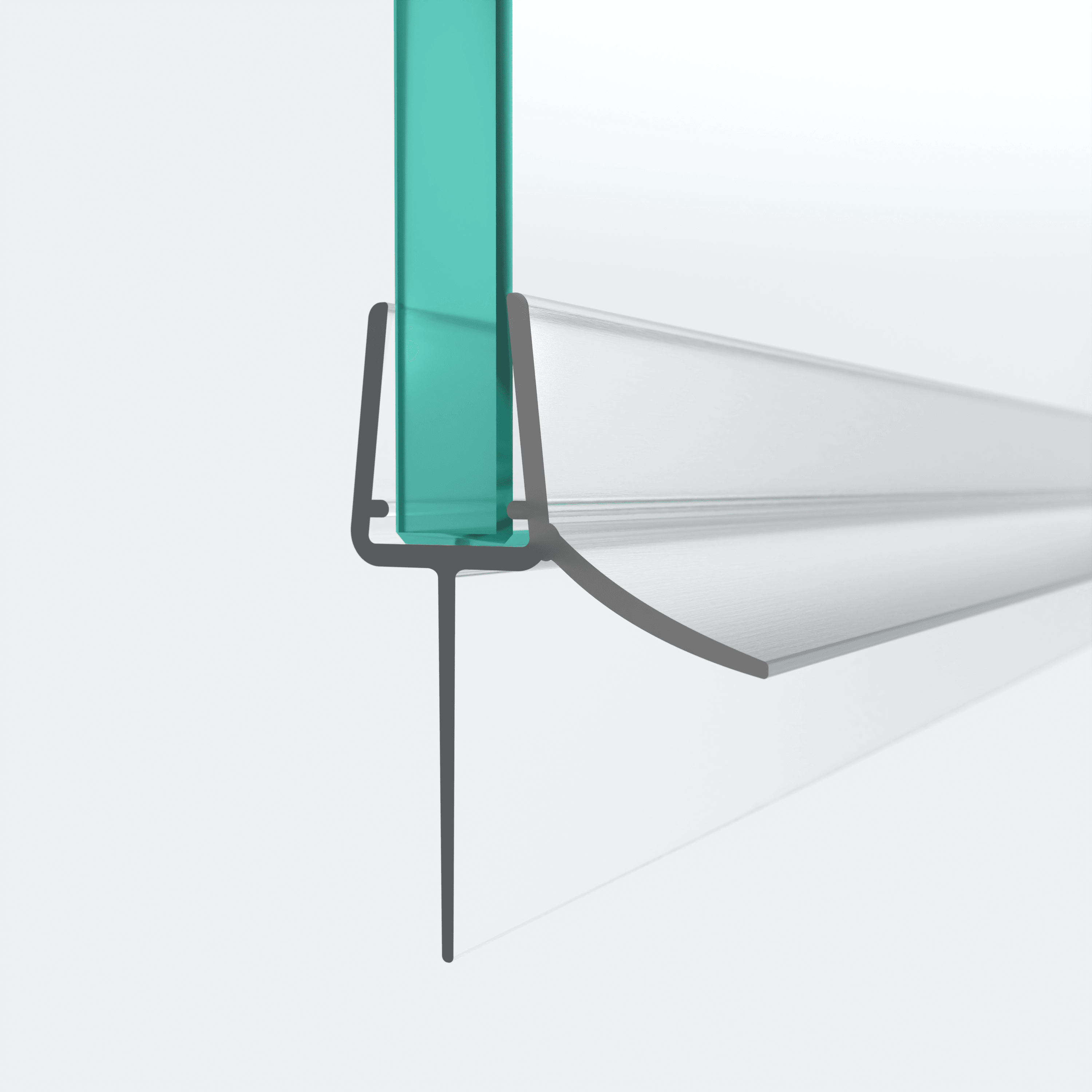 3D-Modell einer Schleiflippendichtung mit langer Dichtlippe für eine 180°-Situation