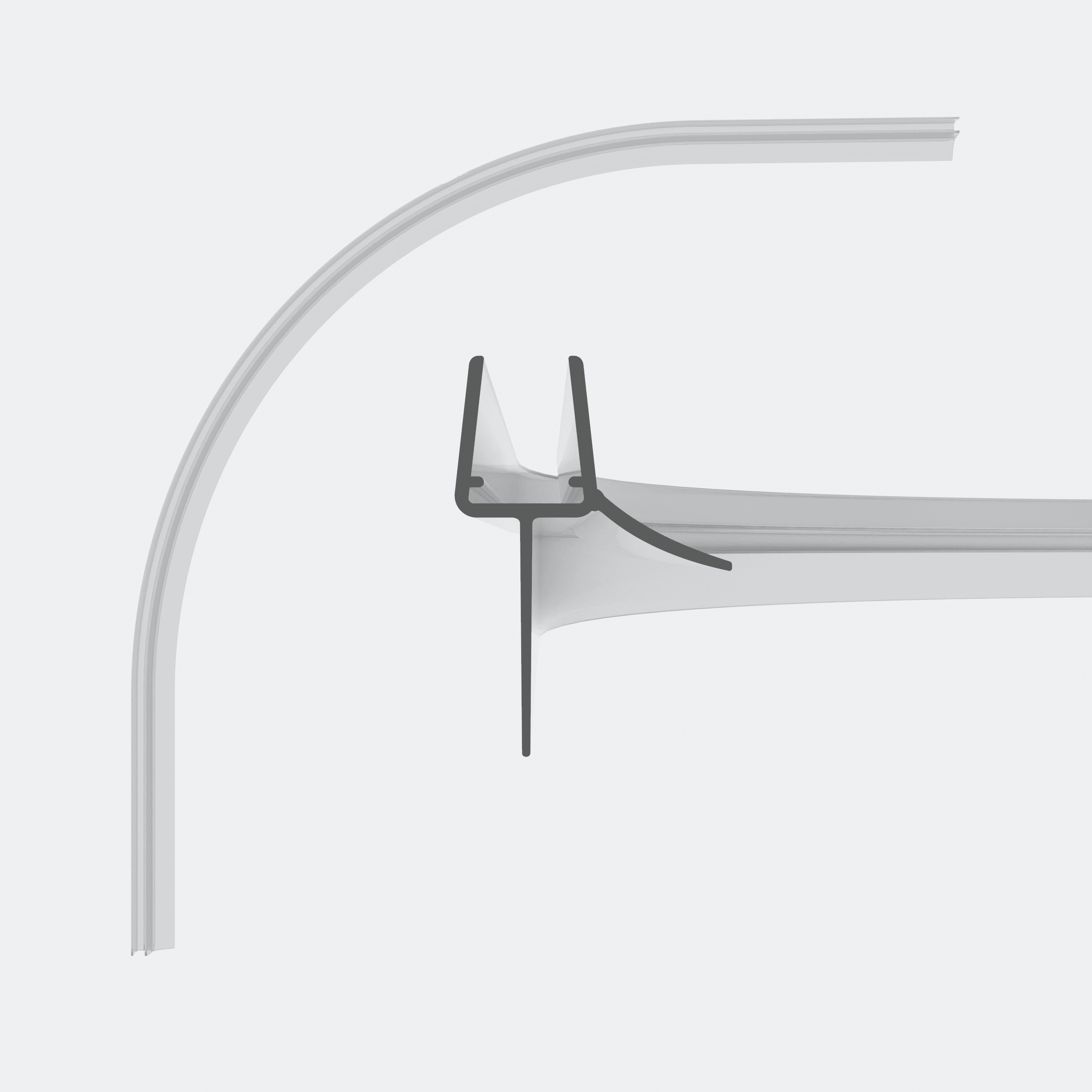 3D model of a rounded sweep seal with a long sealing lip