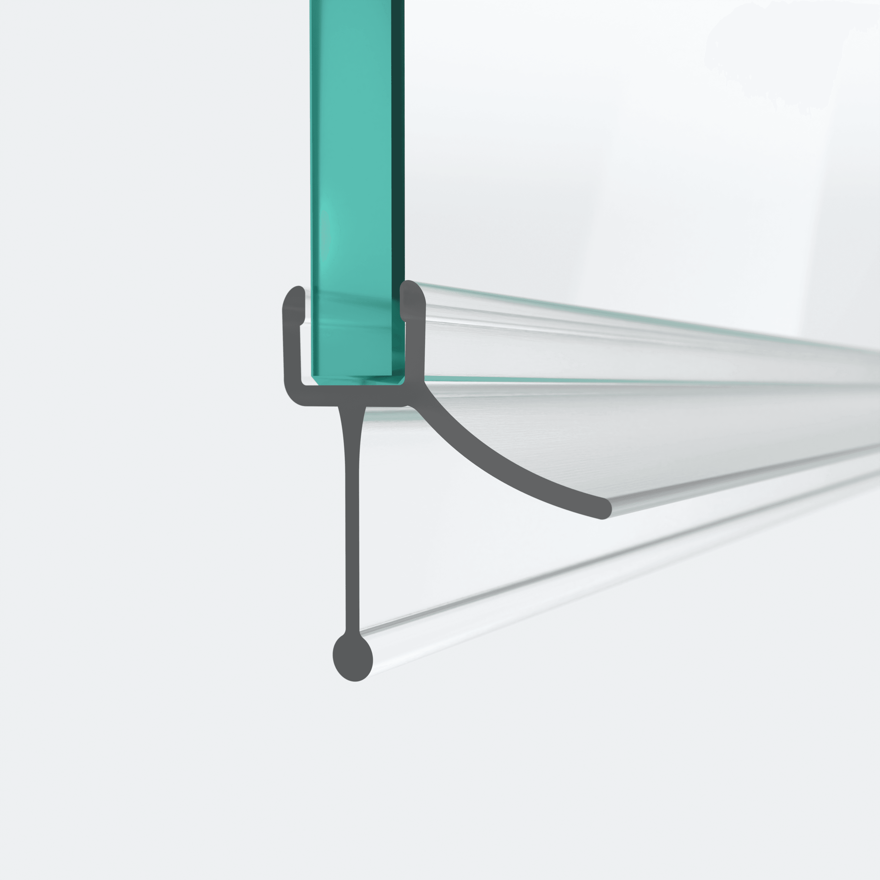 3D-Modell einer Schleiflippendichtung mit kurzem Glaseinstand für eine 180°-Situation
