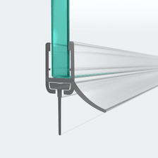 3D model of a sweep seal with a replaceable shower lip for 6mm glass thickness, 14.5mm high, for a 180° situation