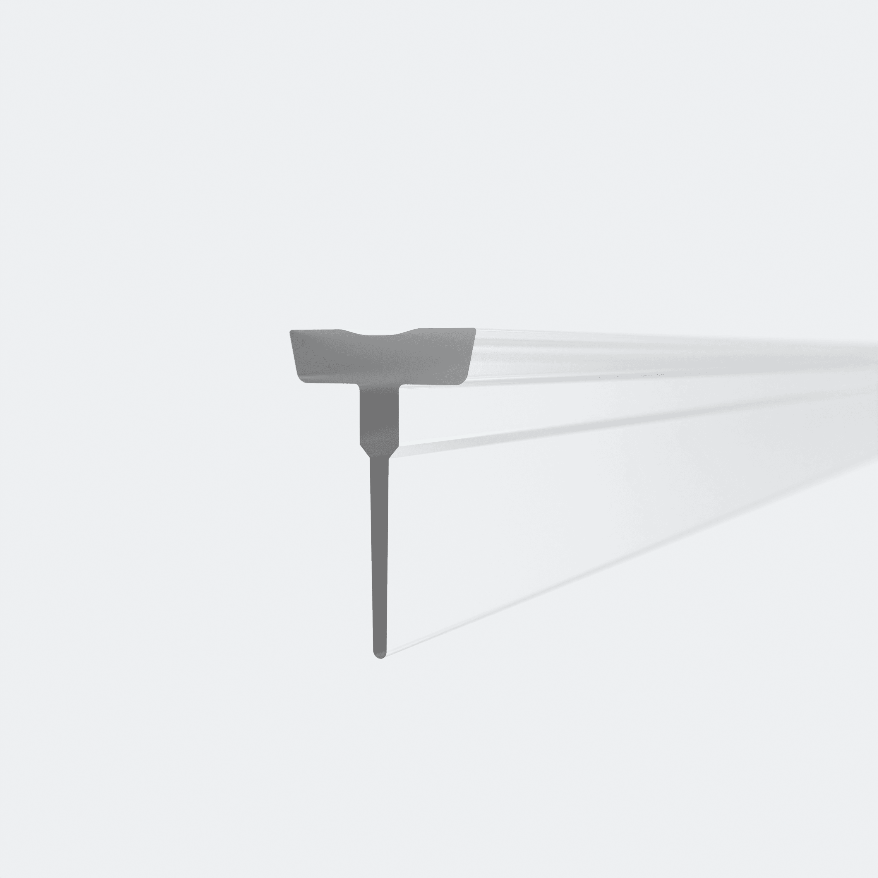 3D-Modell einer Einschubdichtung für Profil mit wechselbarer Duschlippe für 6mm Glasstärke mit 10,5mm Höhe für eine 180°-Situation
