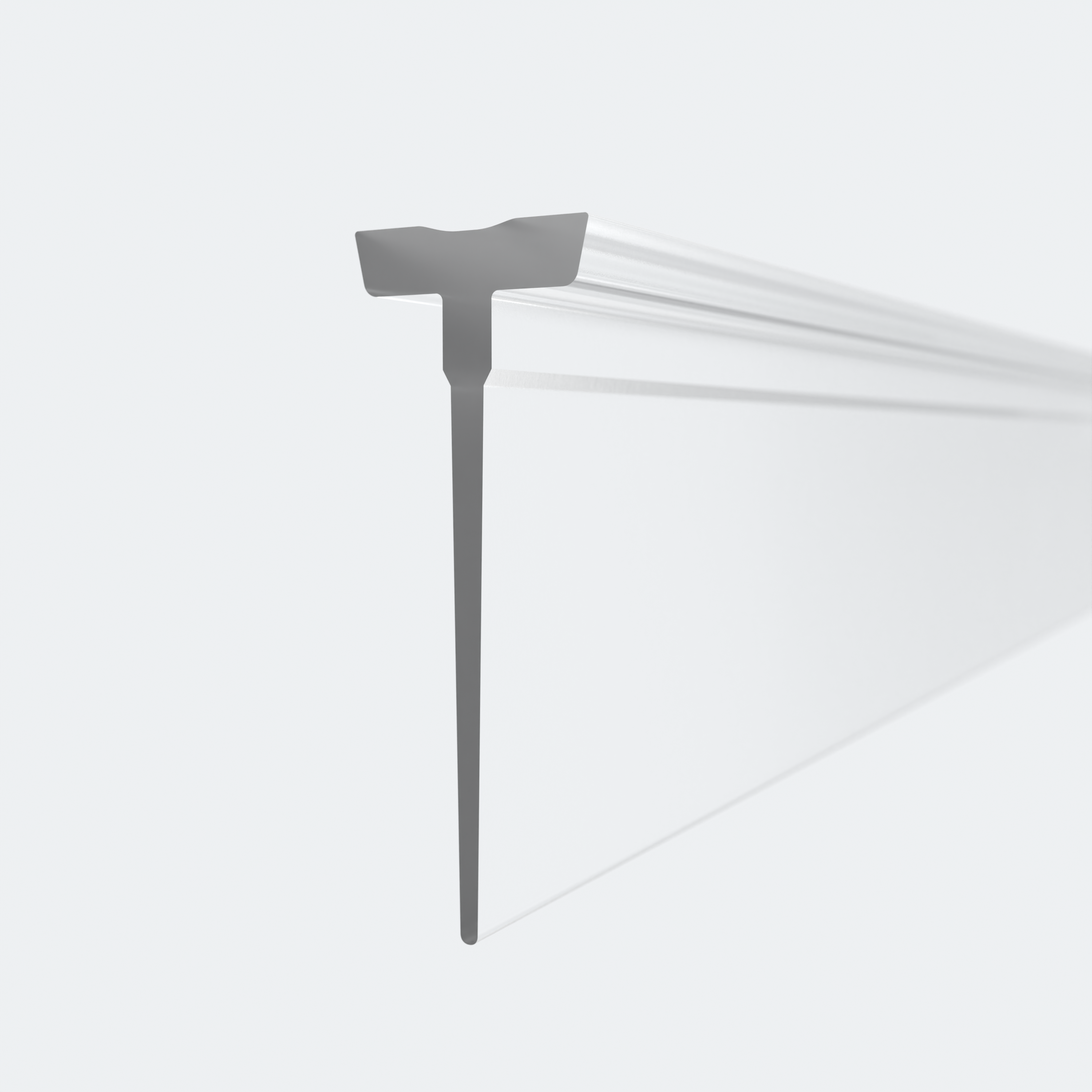 3D model of an insert seal for a profile with a replaceable shower lip for 6mm glass thickness, 18.5mm high, for a 180° situation
