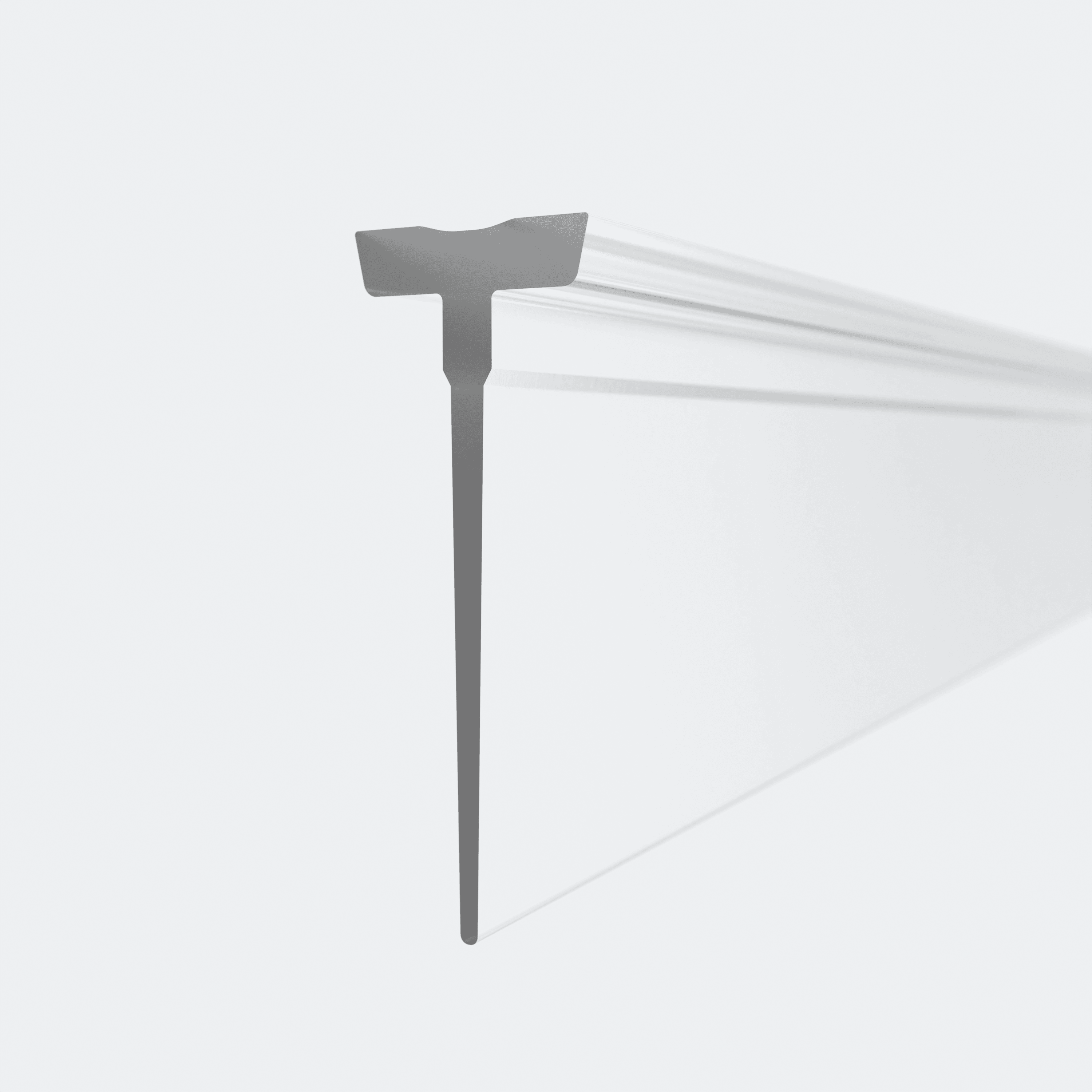 3D model of an insert seal for a profile with a replaceable shower lip for 6mm glass thickness, 18.5mm high, for a 180° situation