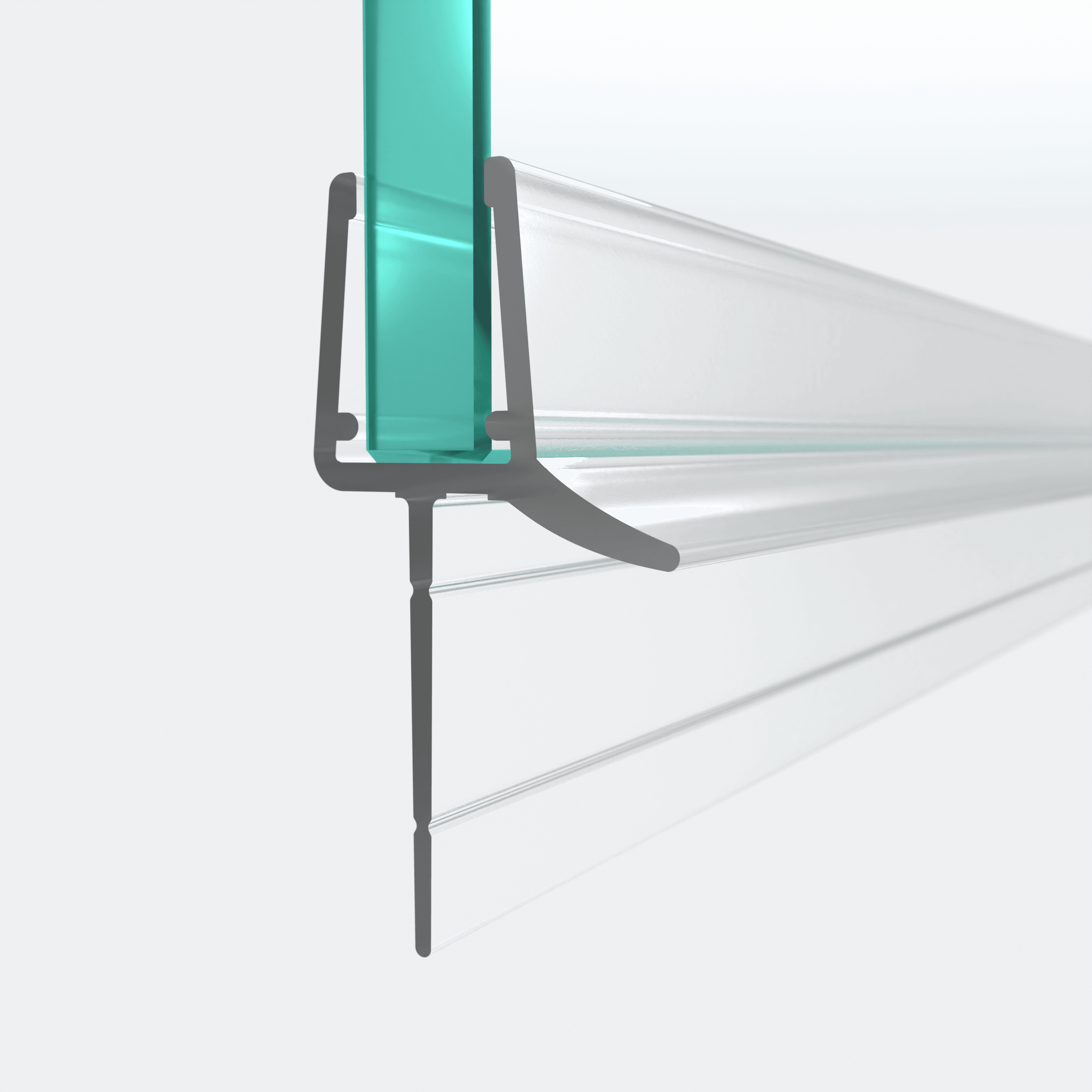 3D-Modell einer Schleiflippendichtung mit kürzbarer Duschlippe für eine 180°-Situation